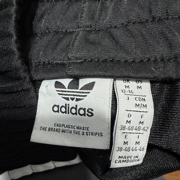 Adidas Women's Black Athletic Shorts with White Stripes - Picture 2 of 4